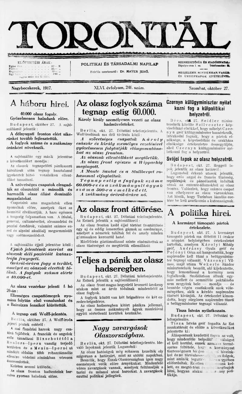 Torontál, 46. évf. 1917. október 27. 246. sz.