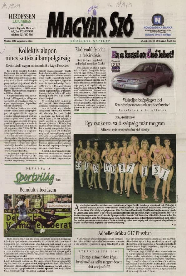 Magyar Szó, 60. évf. 2003. augusztus 4. 182. sz. 1–16. oldal