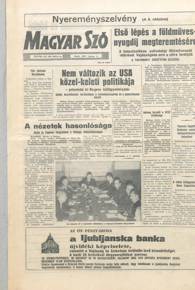 Magyar Szó, 28. évf. 1971. június 1. 148. sz. 1–16. oldal