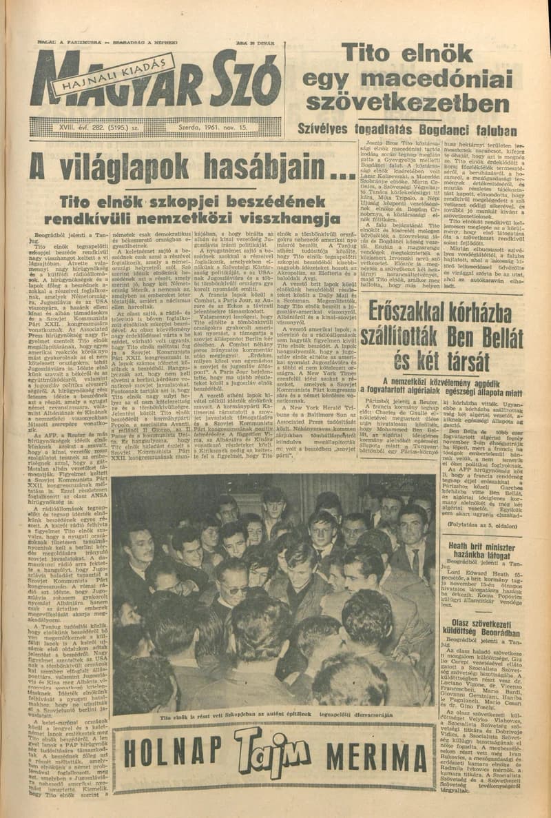 Magyar Szó, 18. évf. 1961. november 15. 282. sz. 1–14. oldal