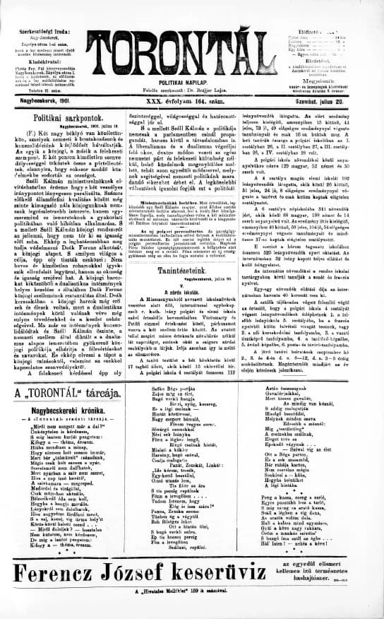 Torontál, 30. évf. 1901. július 20. 164. sz.