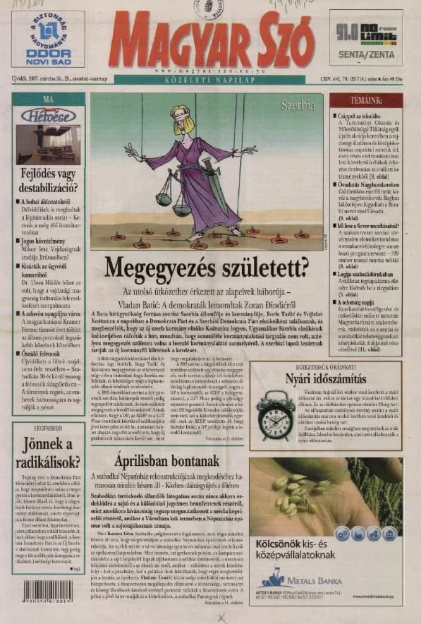 Magyar Szó, 64. évf. 2007. március 24. – 25. 70. sz. 1–12. oldal