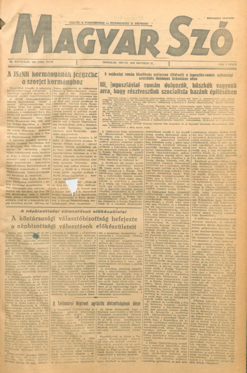Magyar Szó, 6. évf. 1949. október 31. 259. sz. 1–4. oldal