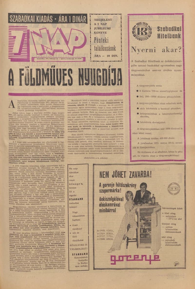 7 Nap, 26. évf. 1971. február 26. 10. sz. 1–28. oldal