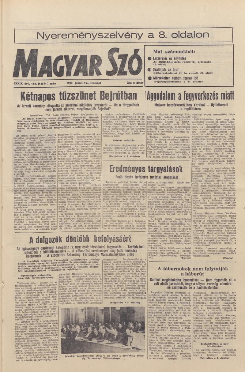 Magyar Szó, 39. évf. 1982. június 19. 166. sz. 1–24. oldal