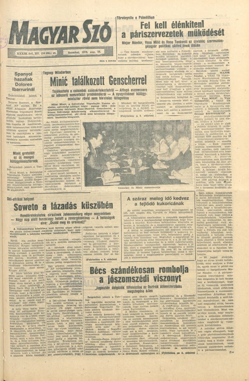 Magyar Szó, 33. évf. 1976. augusztus 28. 237. sz. 1–16. oldal