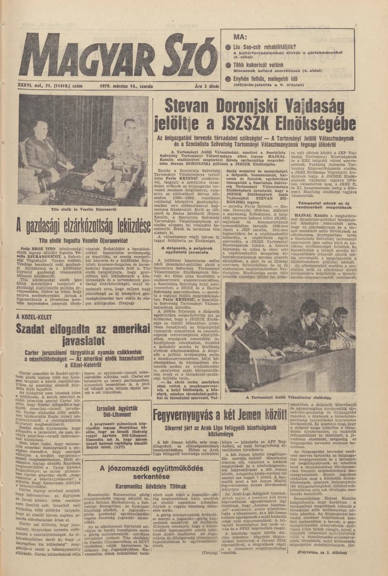 Magyar Szó, 36. évf. 1979. március 14. 71. sz. 1–20. oldal
