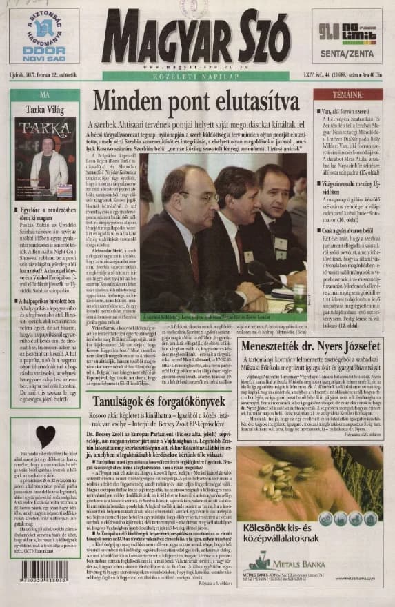 Magyar Szó, 64. évf. 2007. február 22. 44. sz. 1–20. oldal