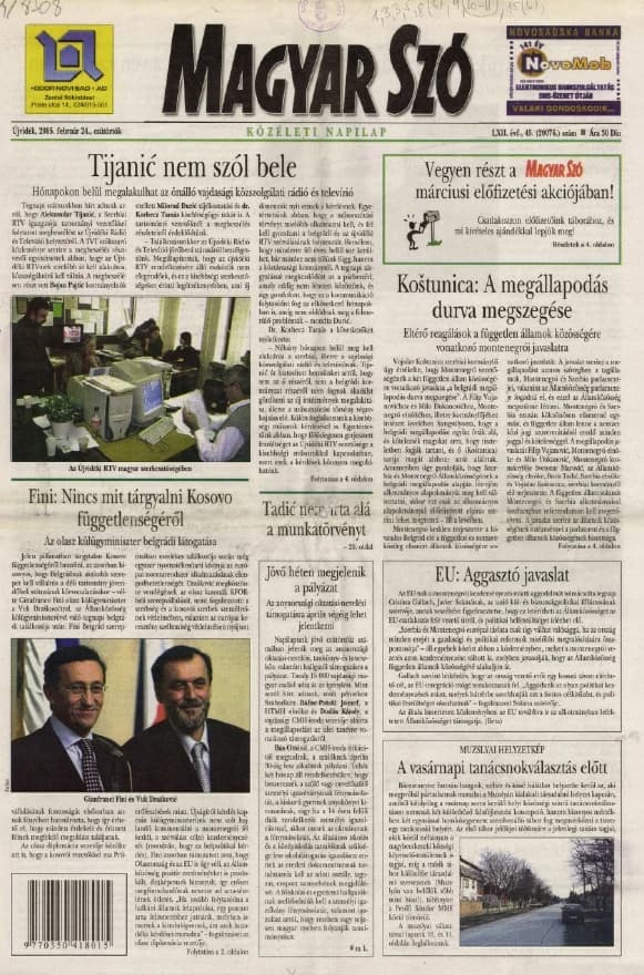 Magyar Szó, 62. évf. 2005. február 24. 45. sz. 1–20. oldal