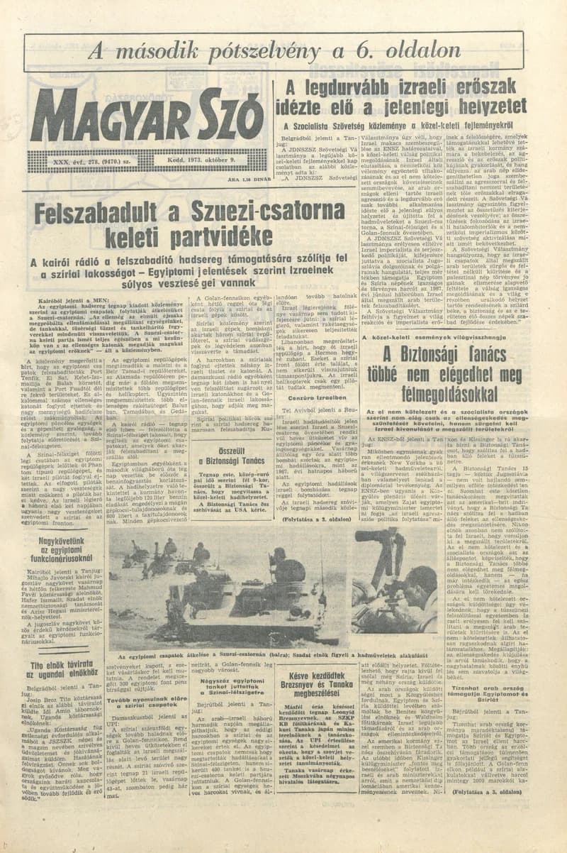 Magyar Szó, 30. évf. 1973. október 9. 278. sz.