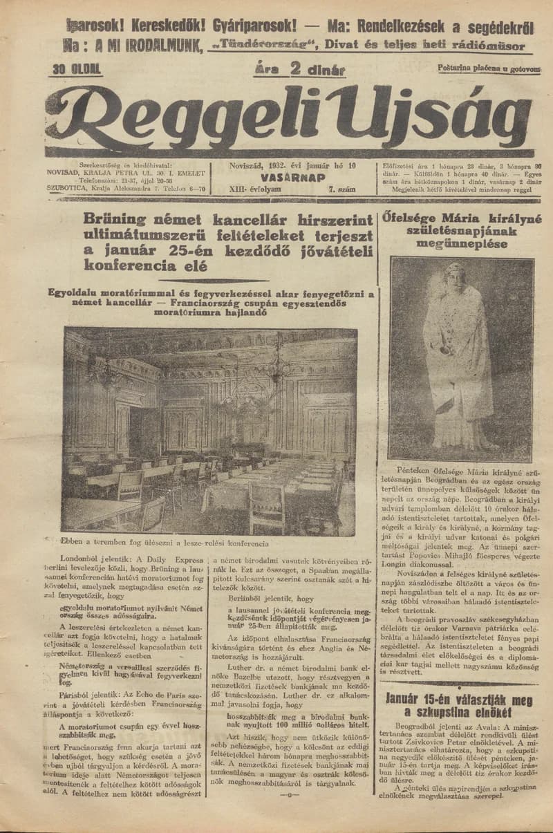 Reggeli Újság, 13. évf. 1932. január 10. 7. sz.