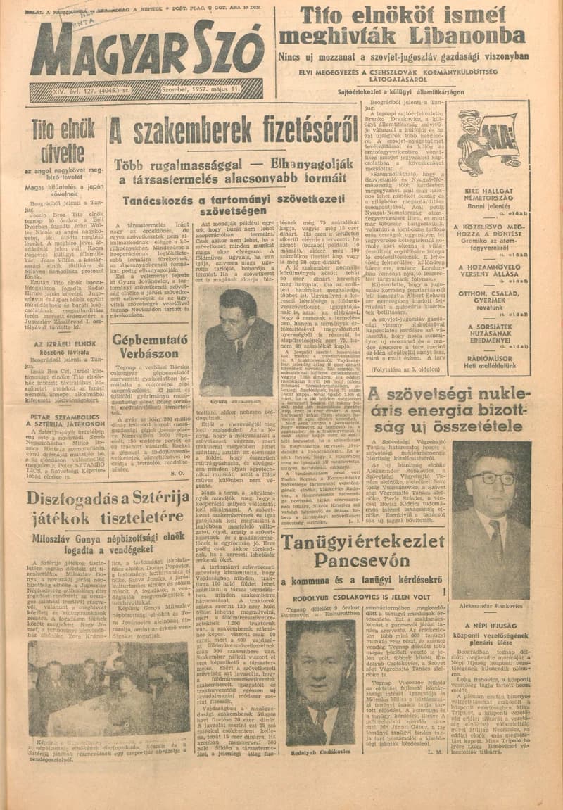 Magyar Szó, 14. évf. 1957. május 11. 127. sz. 1–10. oldal