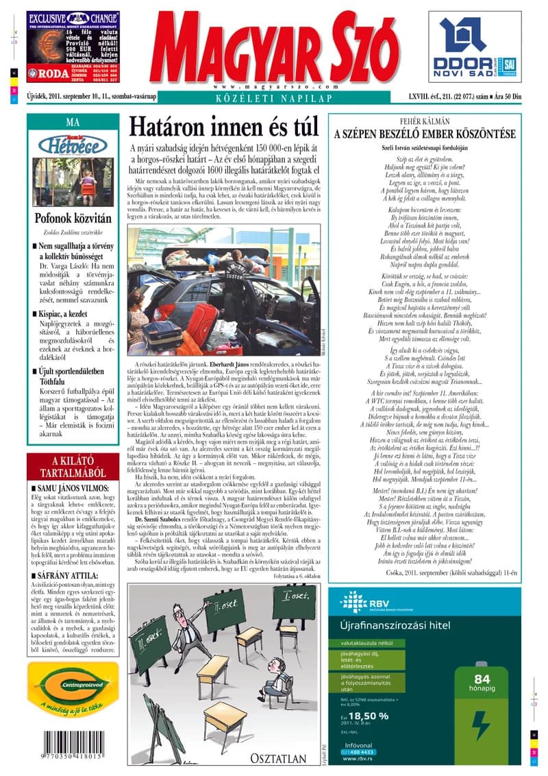 Magyar Szó, 68. évf. 2011. szeptember 10. – 11. 211. sz. 1–48. oldal