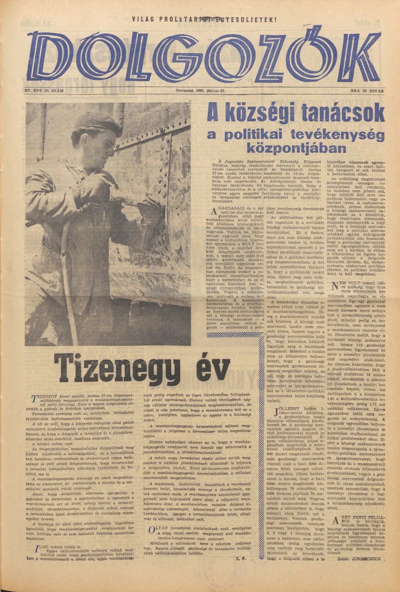 Dolgozók, 15. évf. 1961. június 23. 26. sz.