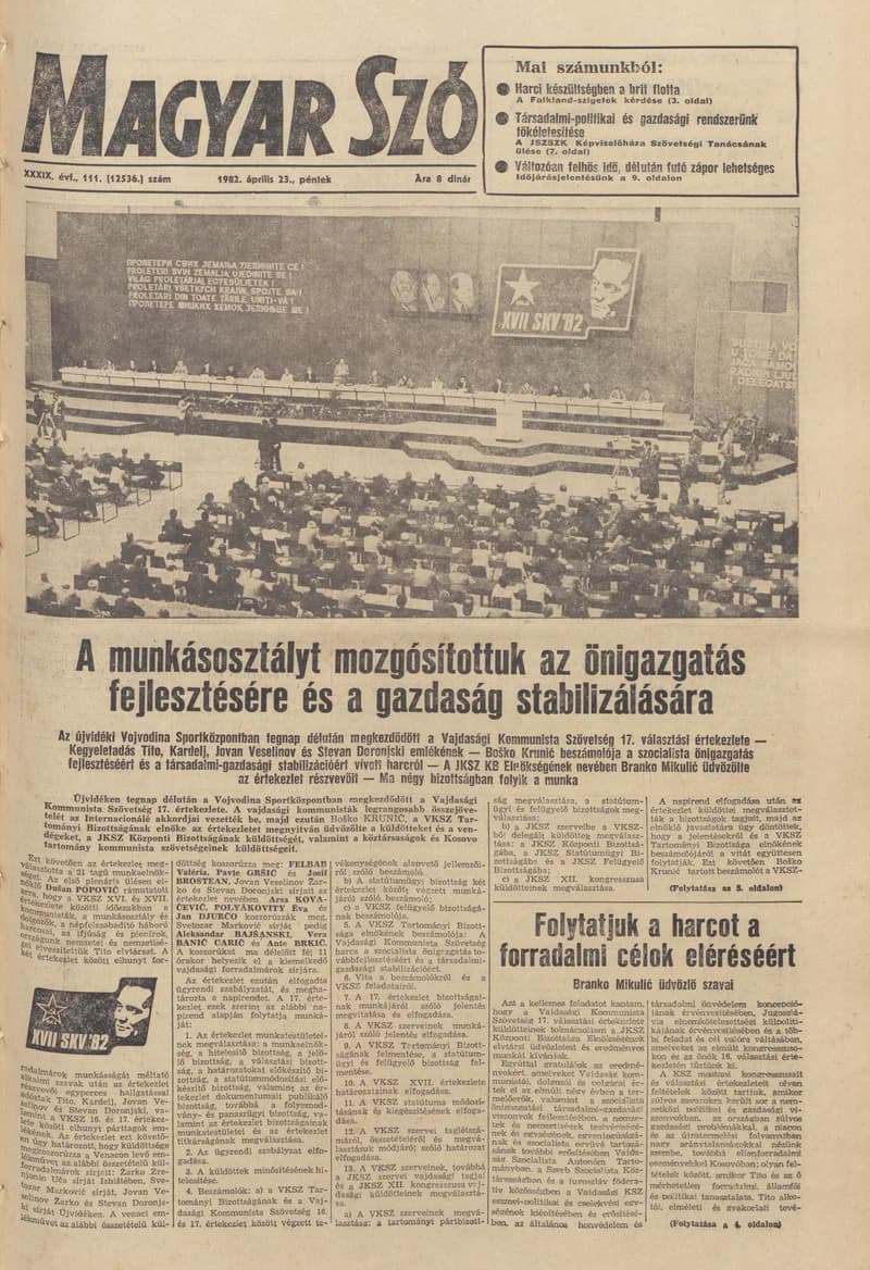 Magyar Szó, 39. évf. 1982. április 23. 111. sz. 1–12. oldal
