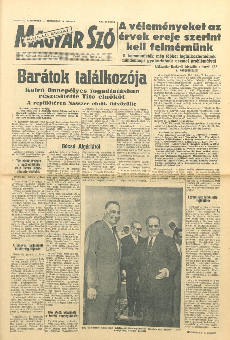 Magyar Szó, 22. évf. 1965. április 27. 115. sz. 1–16. oldal