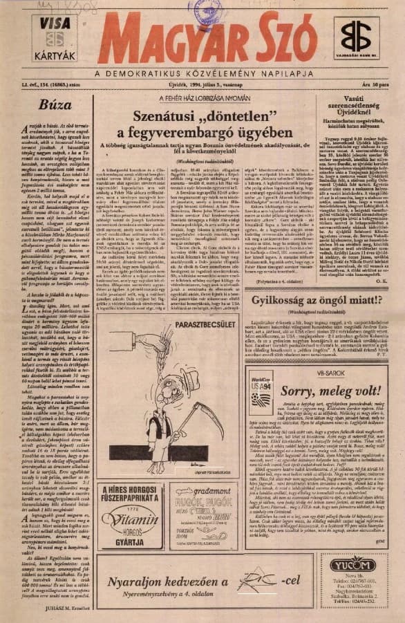 Magyar Szó, 51. évf. 1994. július 3. 134. sz.