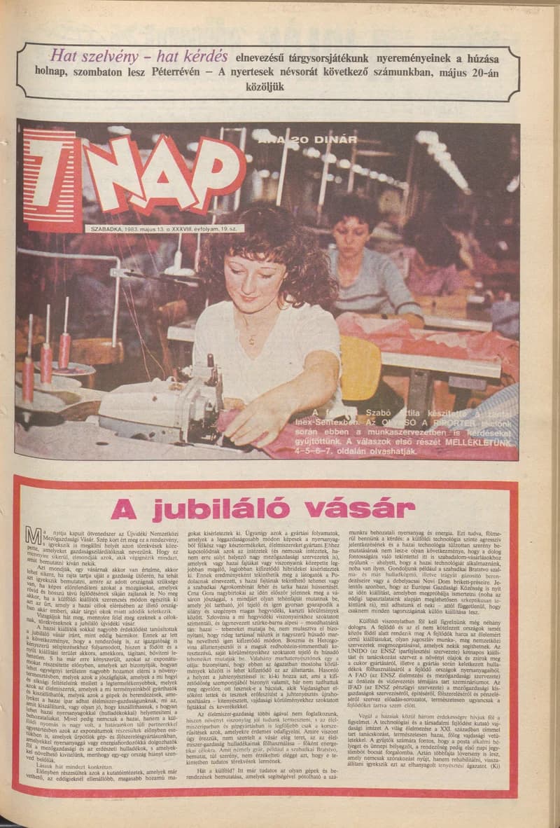 7 Nap, 38. évf. 1983. május 13. 19. sz. 1–12. oldal