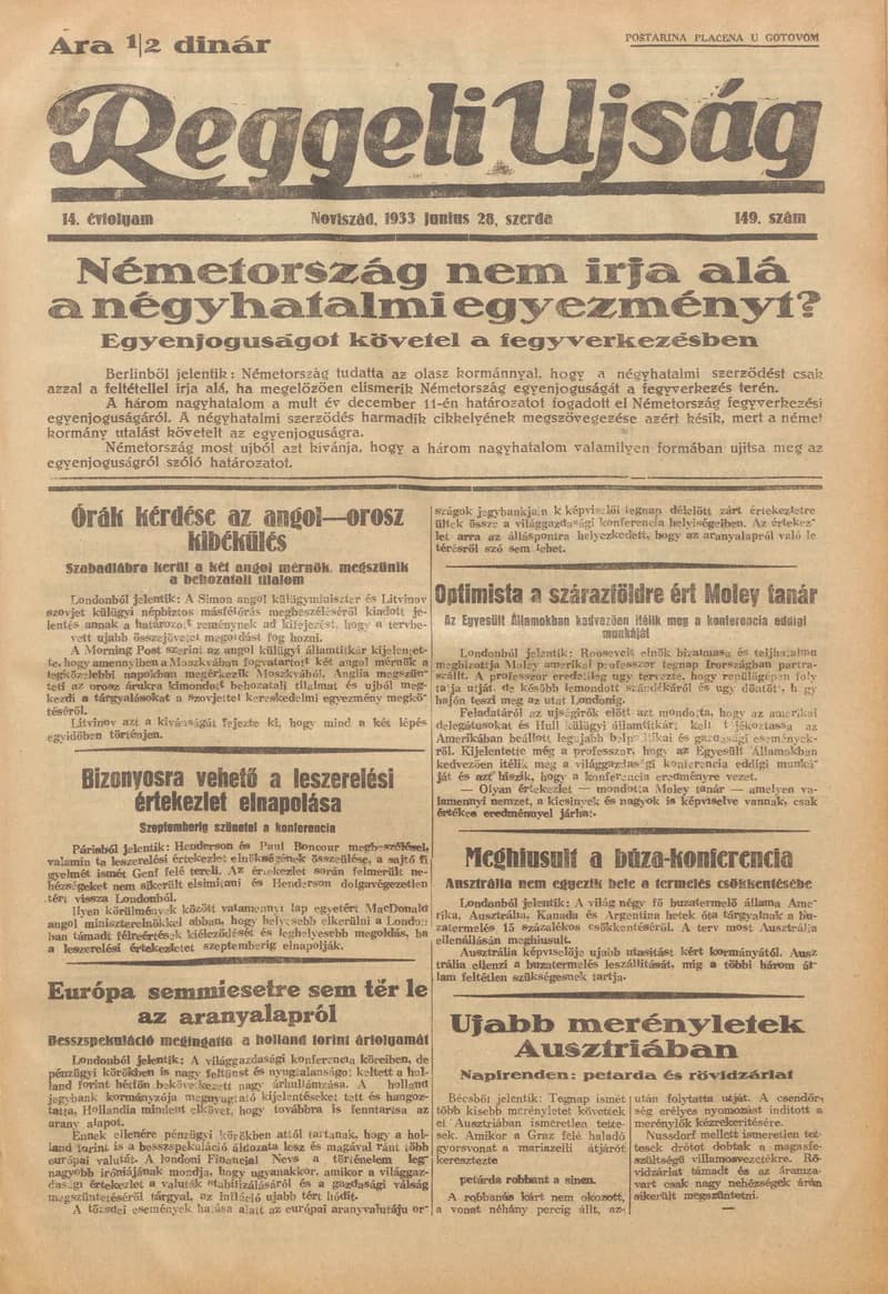 Reggeli Újság, 14. évf. 1933. június 28. 149. sz.