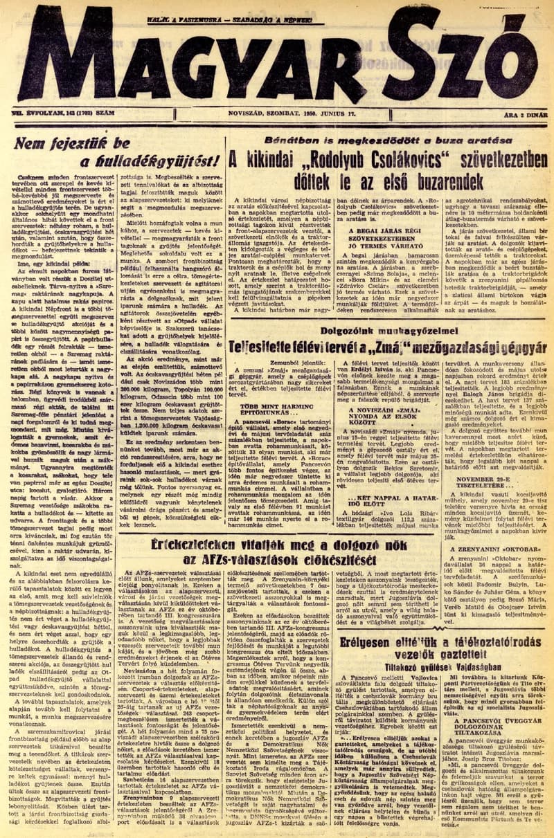 Magyar Szó, 7. évf. 1950. június 17. 143. sz. 1–4. oldal