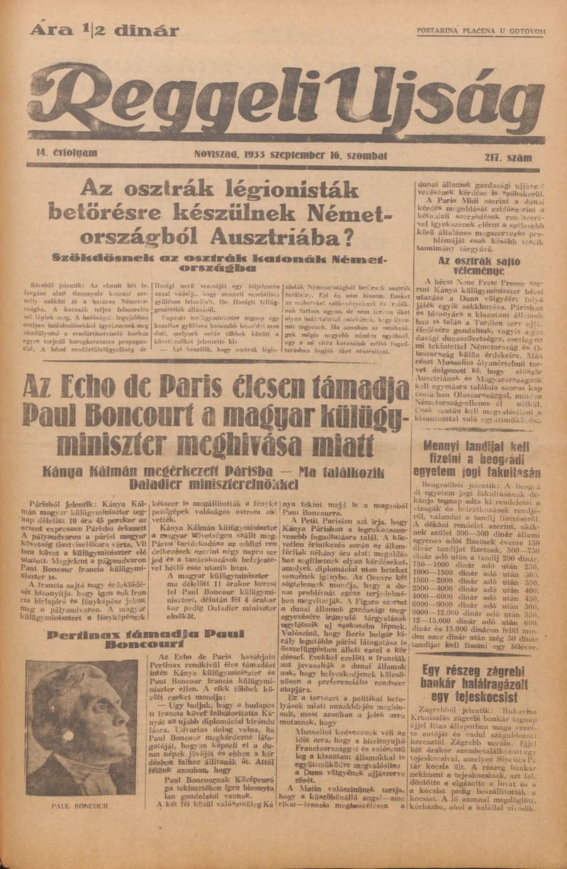 Reggeli Újság, 14. évf. 1933. szeptember 16. 217. sz.