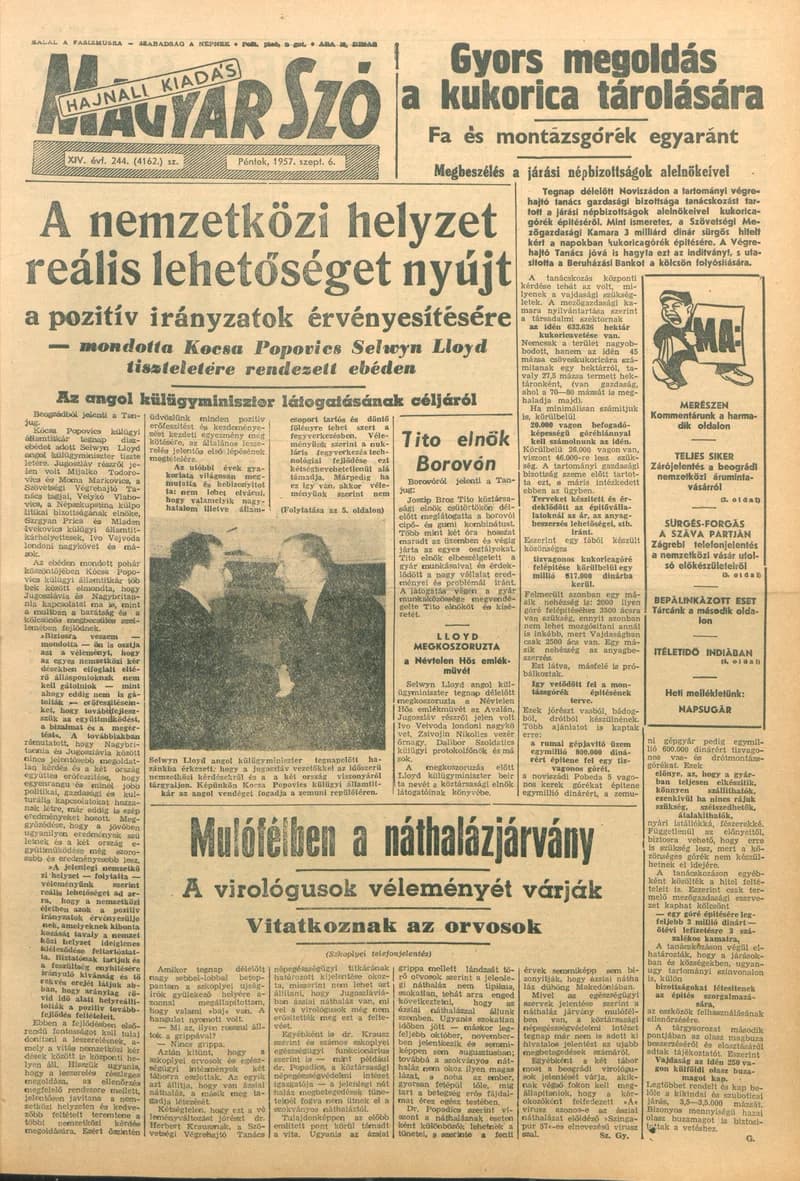 Magyar Szó, 14. évf. 1957. szeptember 6. 244. sz. 1–16. oldal
