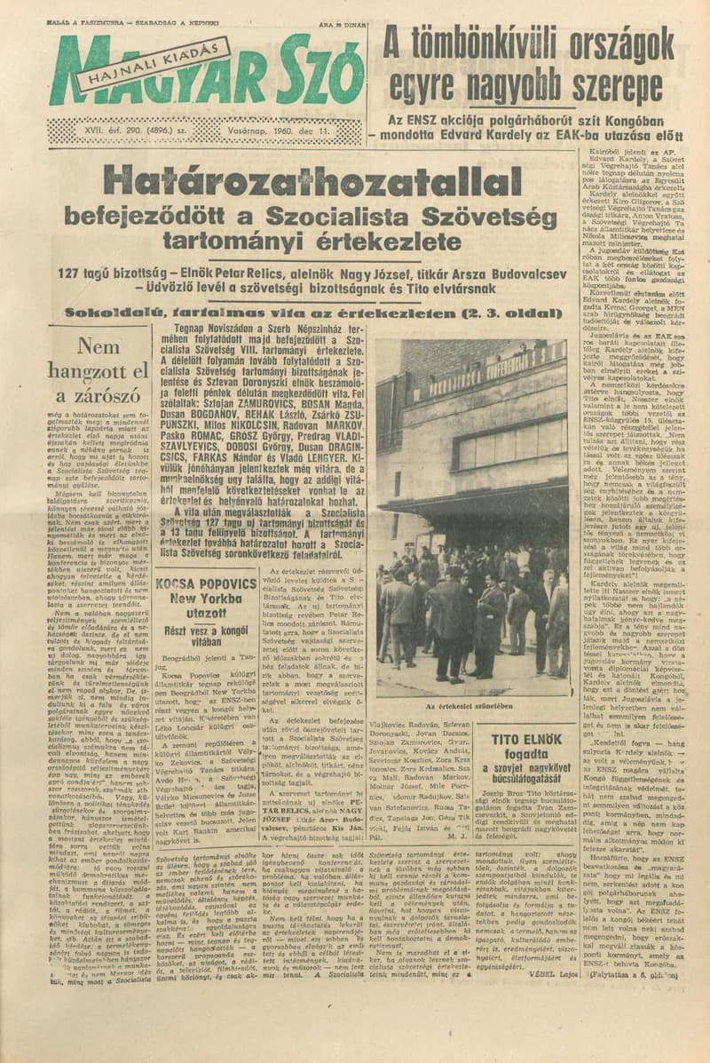 Magyar Szó, 17. évf. 1960. december 11. 290. sz. 1–30. oldal