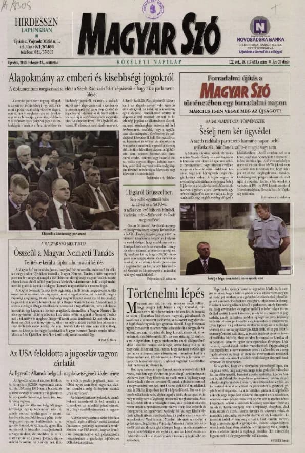 Magyar Szó, 60. évf. 2003. február 27. 48. sz. 1–16. oldal