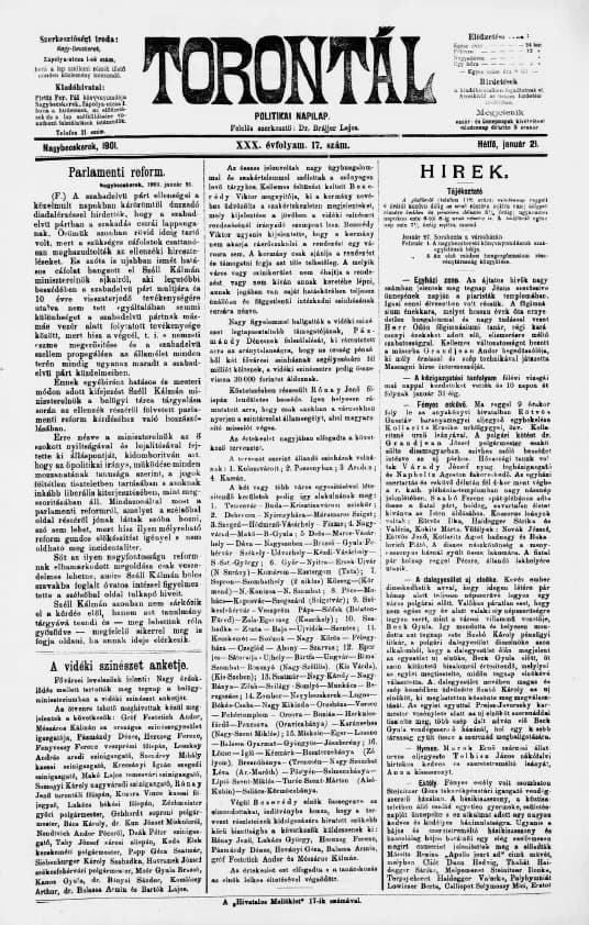 Torontál, 30. évf. 1901. január 21. 17. sz.