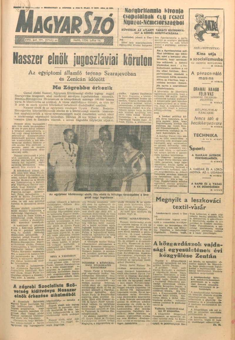 Magyar Szó, 13. évf. 1956. július 16. 191. sz. 1–10. oldal