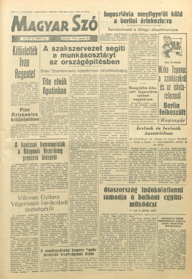 Magyar Szó, 11. évf. 1954. január 23. 21. sz. 1–12. oldal