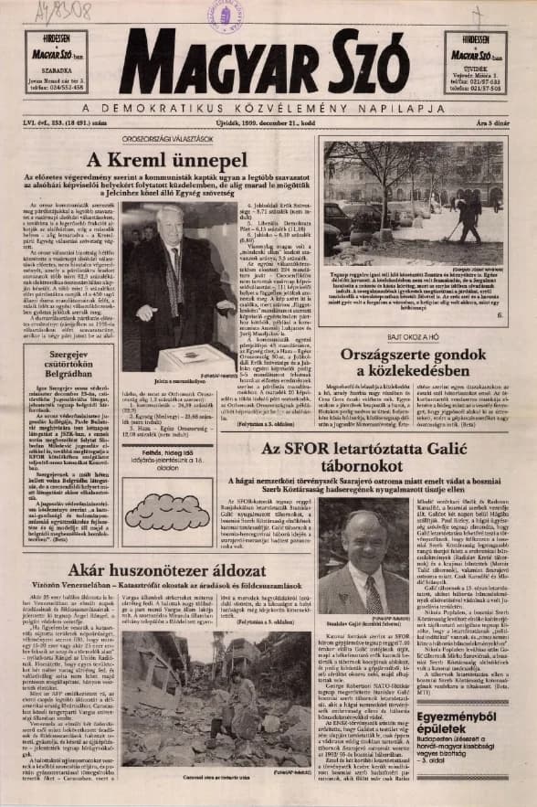 Magyar Szó, 56. évf. 1999. december 21. 253. sz. 1–16. oldal