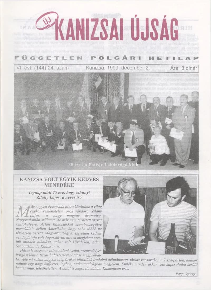 Új Kanizsai Újság, 6. évf. 1999. december 2. 24. sz.