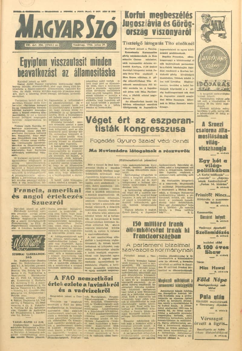 Magyar Szó, 13. évf. 1956. július 29. 204. sz. 1–14. oldal