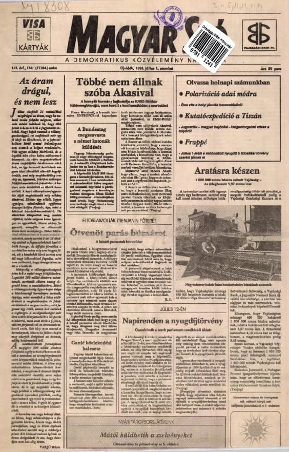 Magyar Szó, 52. évf. 1995. július 1. 150. sz. 1–16. oldal