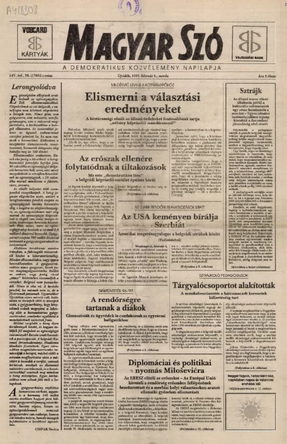 Magyar Szó, 54. évf. 1997. február 5. 29. sz. 1–16. oldal