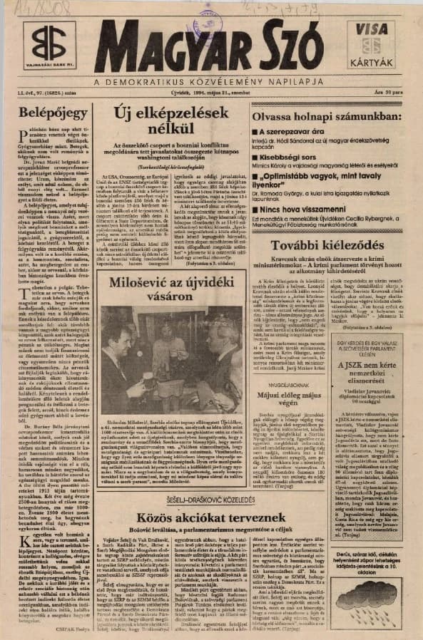 Magyar Szó, 51. évf. 1994. május 21. 97. sz. 1–16. oldal