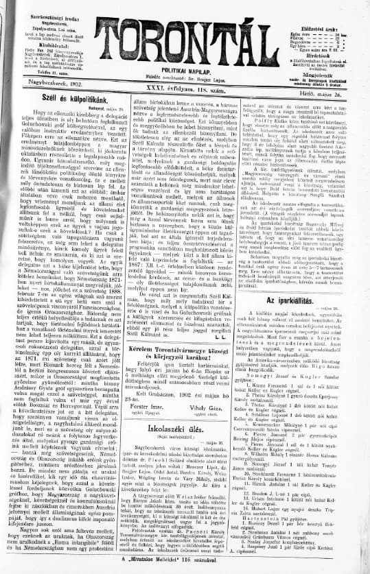 Torontál, 31. évf. 1902. május 26. 118. sz.