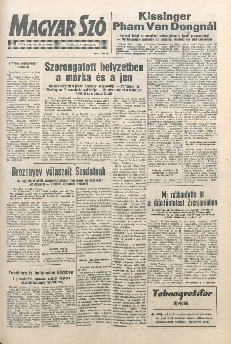 Magyar Szó, 30. évf. 1973. február 12. 41. sz. 1–10. oldal