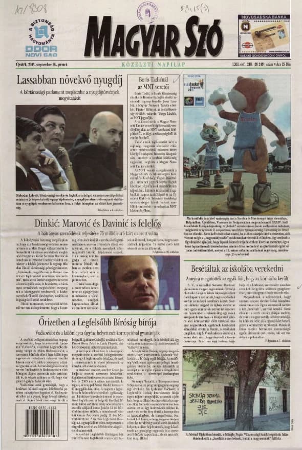 Magyar Szó, 62. évf. 2005. szeptember 16. 218. sz. 1–20. oldal