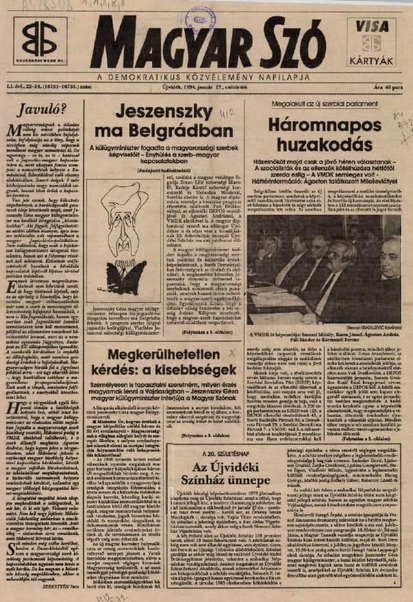 Magyar Szó, 51. évf. 1994. január 27. 22–24. sz. 1–8. oldal