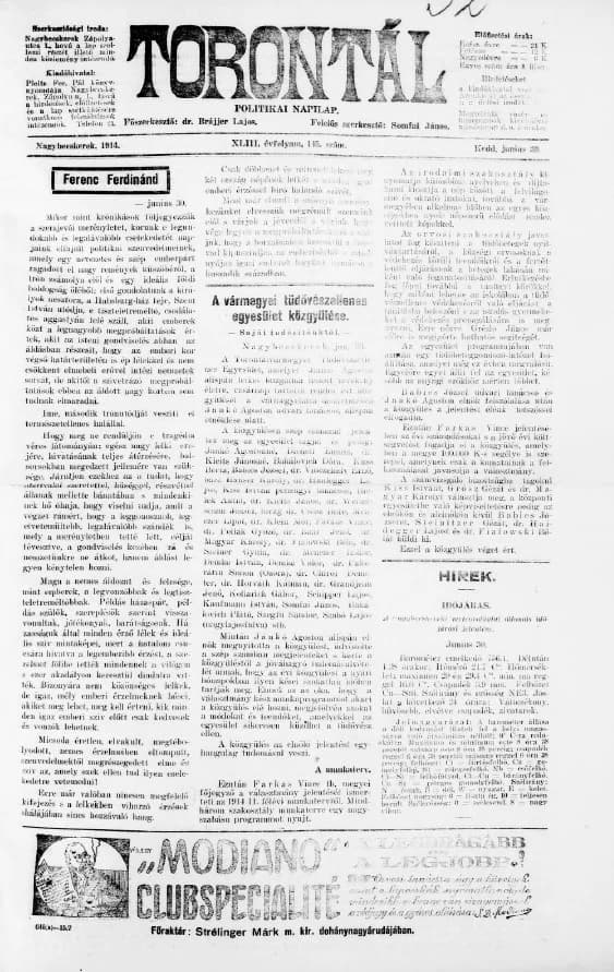 Torontál, 43. évf. 1914. június 30. 145. sz.
