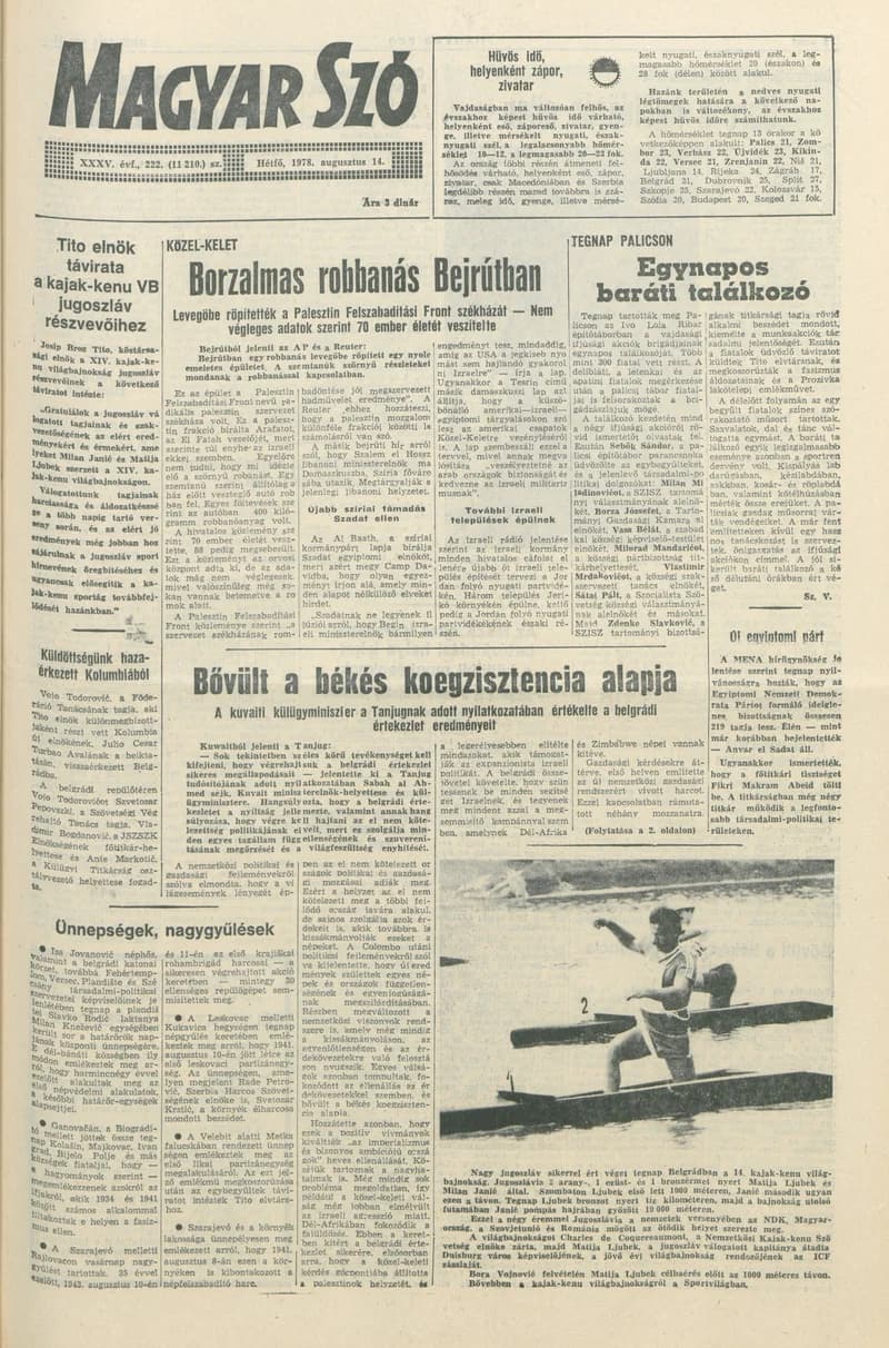 Magyar Szó, 35. évf. 1978. augusztus 14. 222. sz. 1–8. oldal