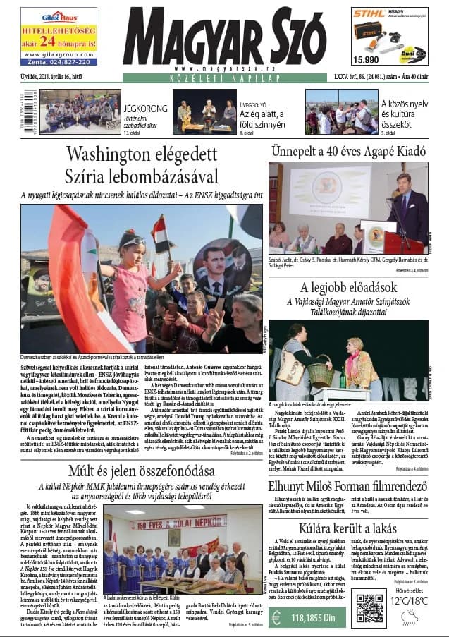Magyar Szó, 75. évf. 2018. április 16. 86. sz. 1–20. oldal