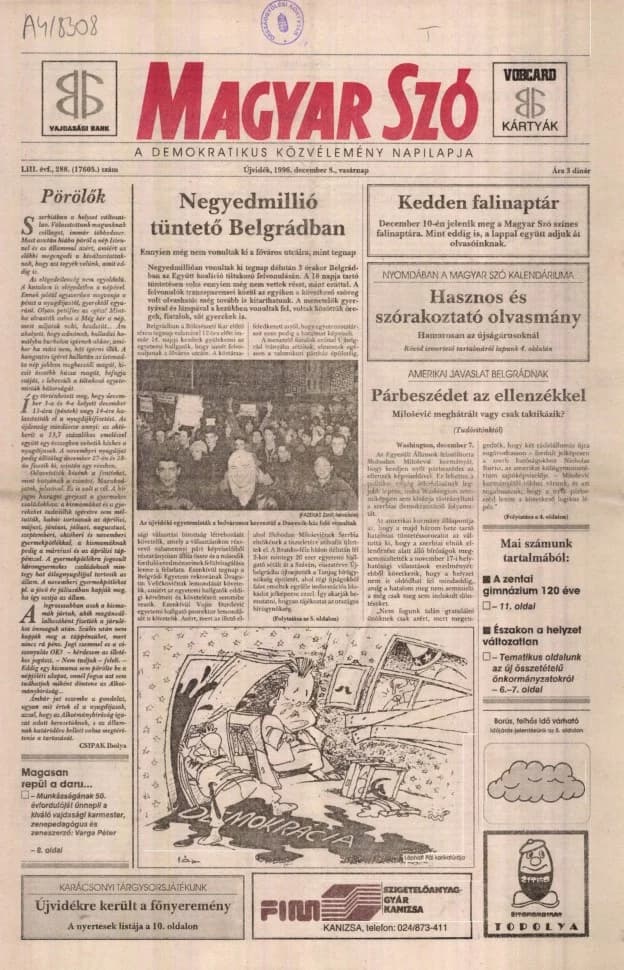 Magyar Szó, 53. évf. 1996. december 8. 288. sz. 1–24. oldal