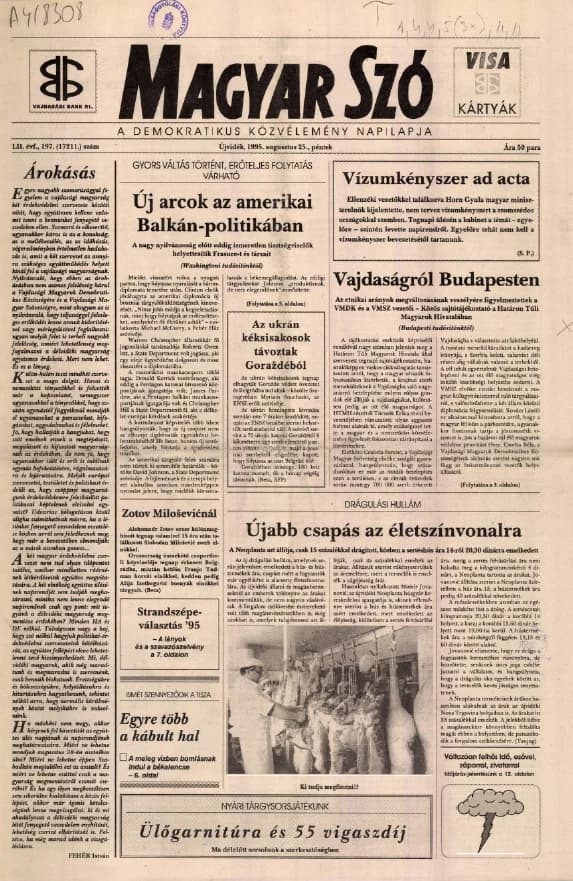 Magyar Szó, 52. évf. 1995. augusztus 25. 197. sz. 1–16. oldal
