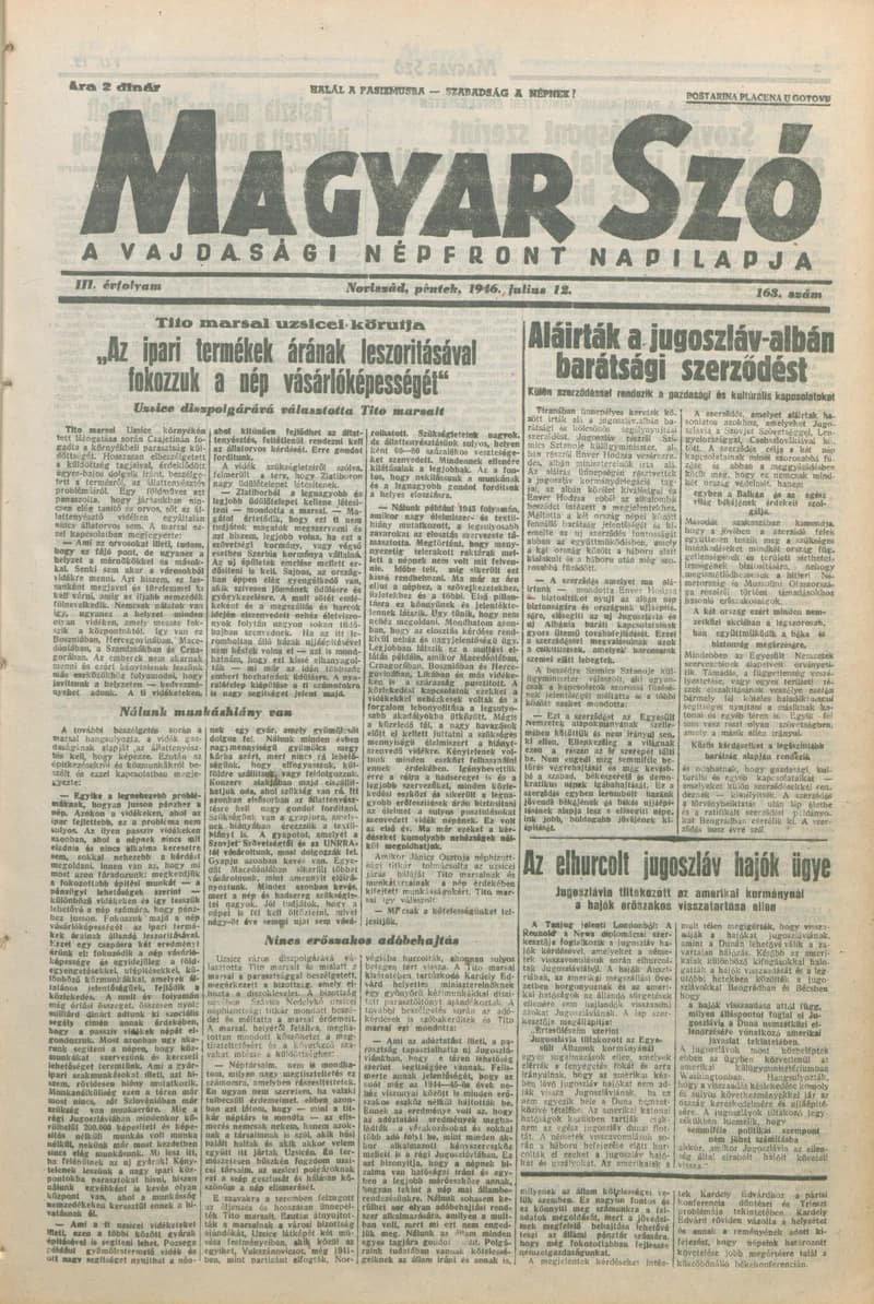 Magyar Szó, 3. évf. 1946. július 12. 163. sz. 1–8. oldal