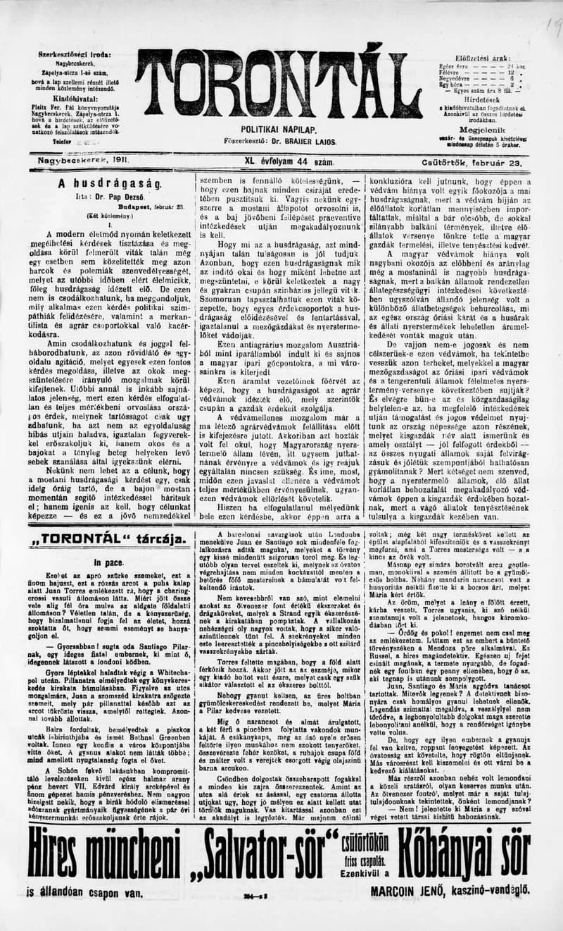 Torontál, 40. évf. 1911. február 23. 44. sz.