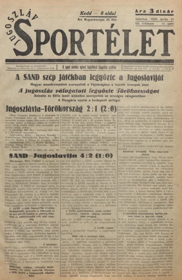 Jugoszláv sportélet, 7. évf. 1928. április 10. 10. sz.