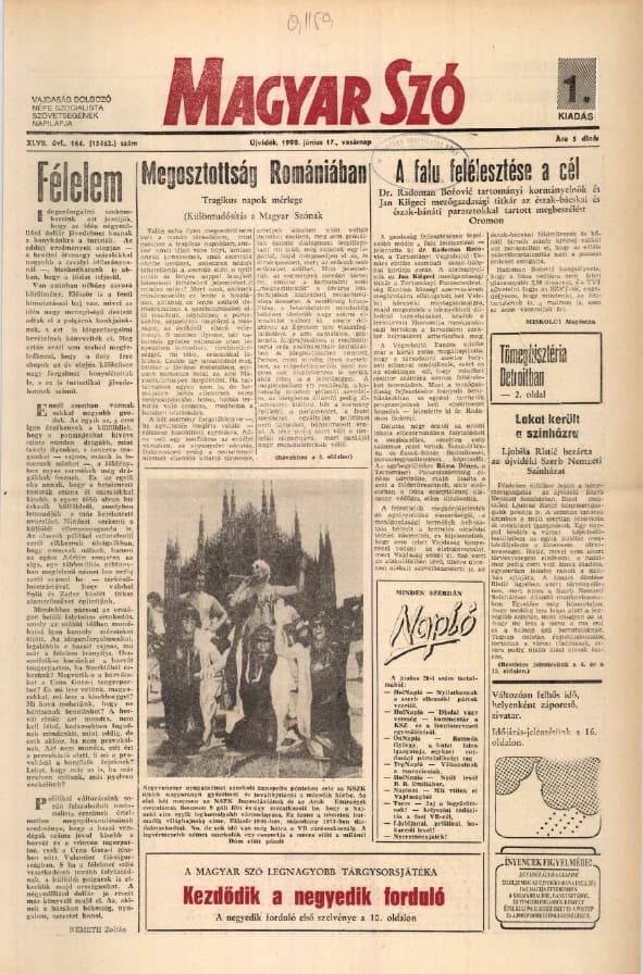 Magyar Szó, 47. évf. 1990. június 17. 164. sz. 1–32. oldal